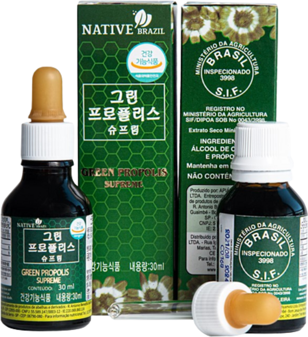 [아르테필린c 44mg] 네이티브 브라질 그린 프로폴리스 원액 30ml 1병 식약처 인증, 2개