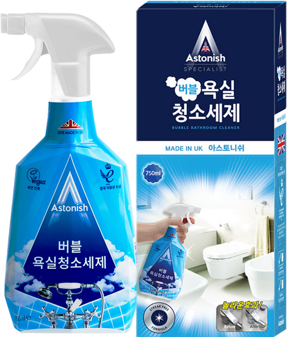 아스토니쉬 버블 욕실 청소 세제 스프레이, 750ml, 1개