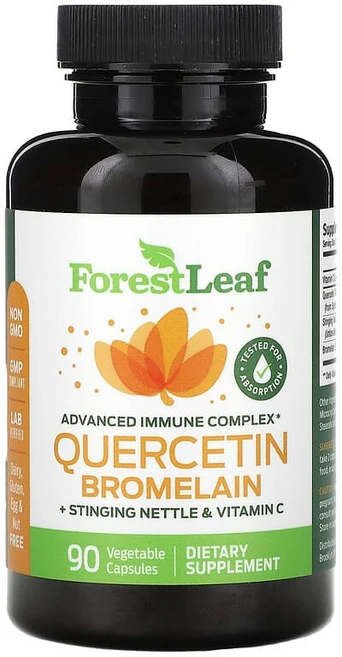 Forest Leaf 퀘르세틴 브로멜라인 + 쐐기풀 & 비타민C 베지 캡슐 90정, 90개, 1개 - 쿠팡
