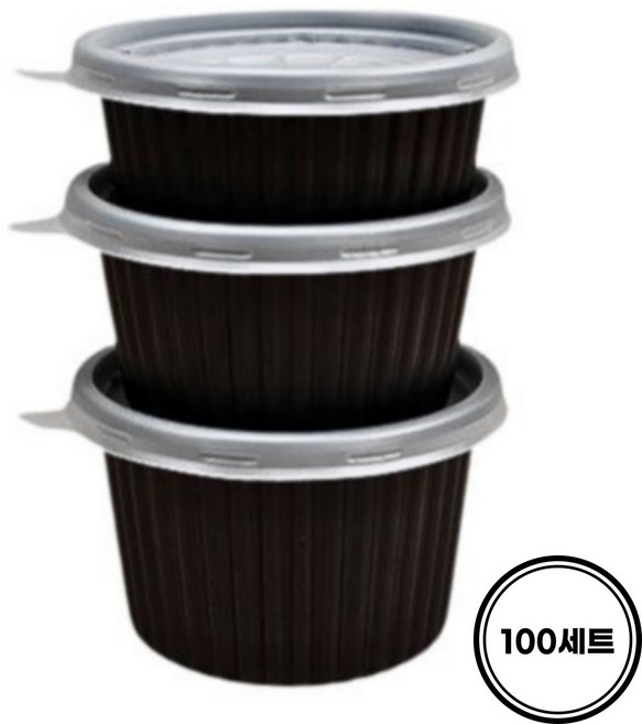 일회용 국용기 105 파이 국내생산 전자레인지 포장 용기 1회용 장국 국물 밥 검정 JH, 1세트, 100개