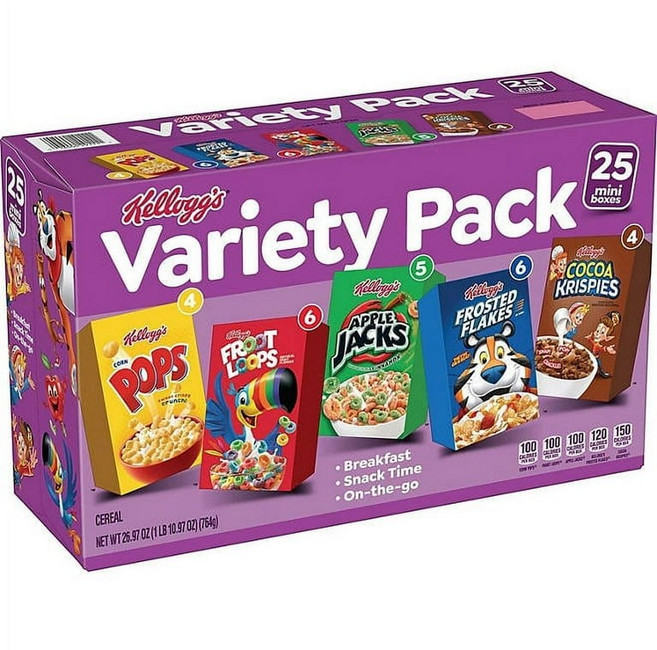 켈로그 Variety Pack Cereal 25개입, 2개, 764g