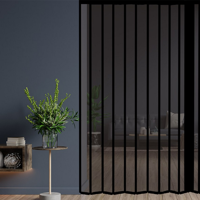 이케이몰 자바라 문 커튼 접이식 슬라이딩 홀딩 도어 투명브라운 사이즈 및 기재