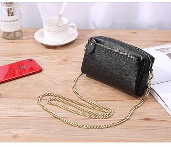 스포지트 천연 소가죽 미니 크로스백 핸드폰 가방 여행용 소품백