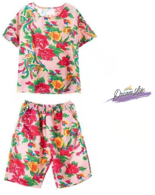 촌캉스룩 세트 여름 할머니옷 꽃무늬잠옷 시골룩 우정여행