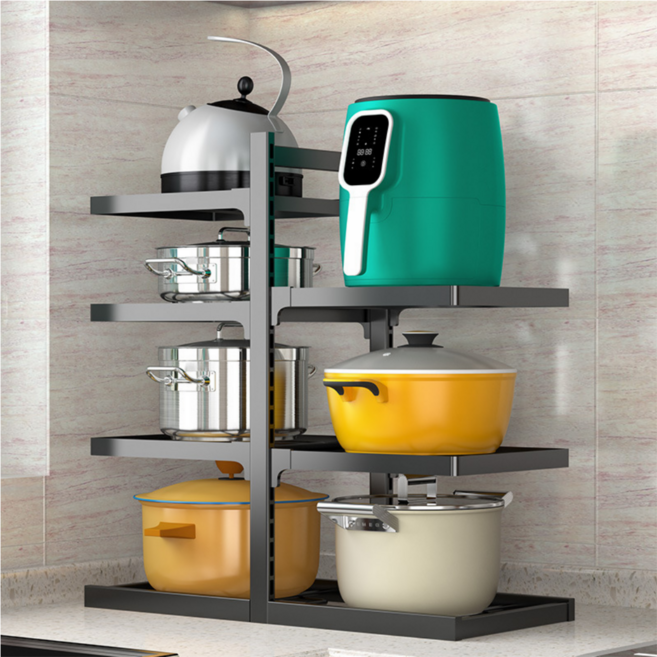 리비움 높이조절 후라이팬 냄비 정리 거치대, 4단