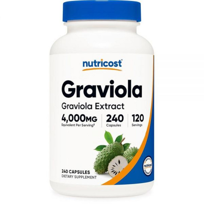 Nutricost 그라비올라 추출물 240캡슐 120회 분량 - Soursop (Annona Muricata) 잎 비건 글루텐 프리 GMO 프리