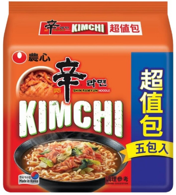 農心 辛辣泡菜風味麵 超值包 五入裝, 1包