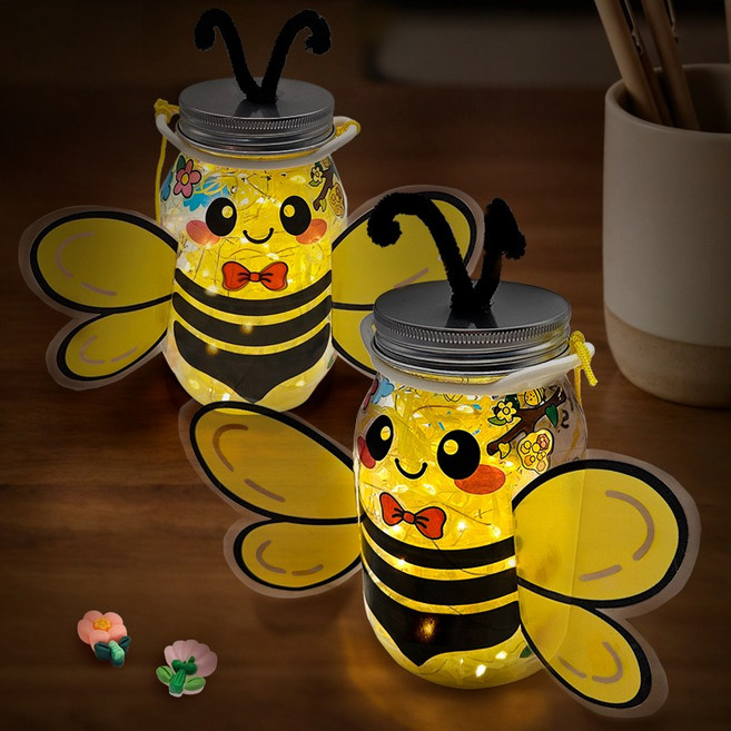봄 꿀벌 투명 보틀 LED 장식 조명 만들기, 1인개별포장