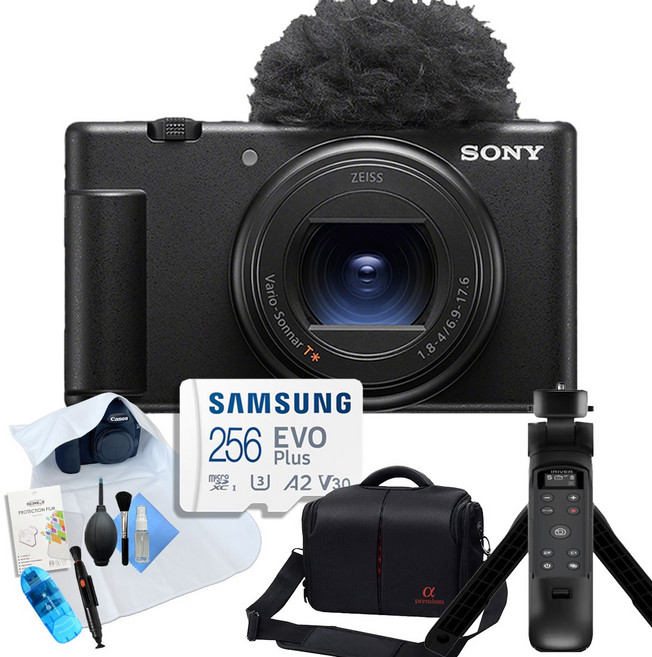 [포토리뷰이벤트] 소니 ZV-1M2 +브이로그 8종 패키지 (256GB 메모리/ OLED 무선 슈팅그립/가방), 블랙
