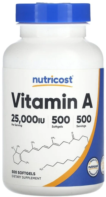 뉴트리코스트 비타민 A 25000IU 소프트젤, 1개, 500정 - 쿠팡