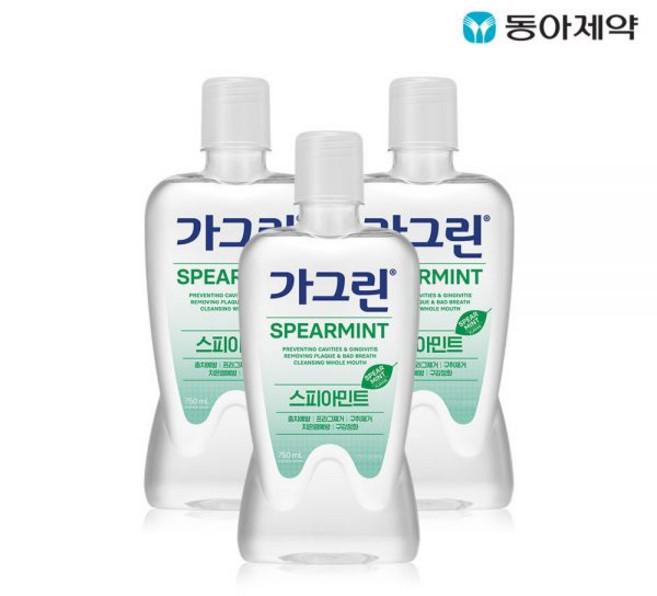 가그린 스피아민트 구강청결제 750ml 3개 피치민트 유자민트 알코올 제로 208926, 피치민트 750ml 3개208926