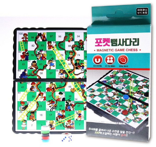 KAY&JAY 포켓형뱀주사위놀이 더커진자접이식뱀주사위 추억의게임 온가족게임, 1개