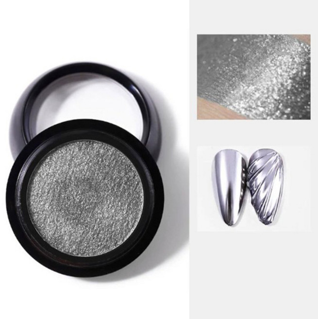 고체 크롬 파우더 네일 미러 파우더 오로라 펄 광택 젤네일, 1개, 02 실버