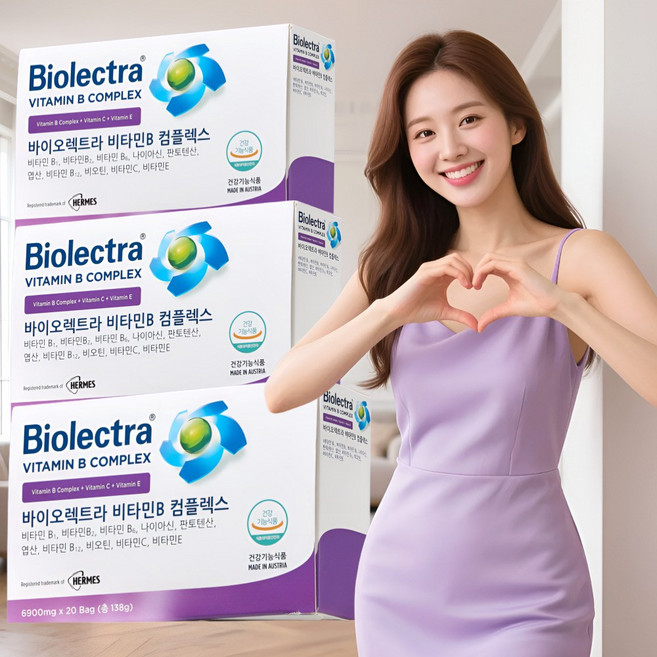 [약국판매정품 110년전통의기술] 바이오렉트라 비타민B 컴플렉스 비타민B군 나이아신 판토텐산 엽산 비오틴 비타민C 비타민E, 138g, 3개