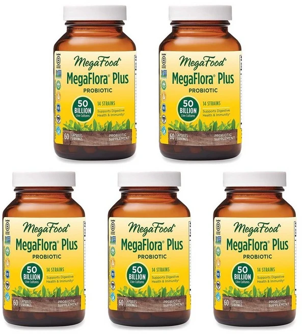 메가푸드 메가플로라 플러스 유산균 500억 CFU 2개월분, 5개, 60정 - 쿠팡