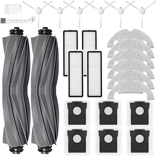 호환 드리미 D10 Plus Gen 2 (RLD32GD) 소모품 2 메인 브러시 6 사이드 브러시 4 HEPA 필터 6 걸레 6 먼지 봉투 소모품 대체 액세서리