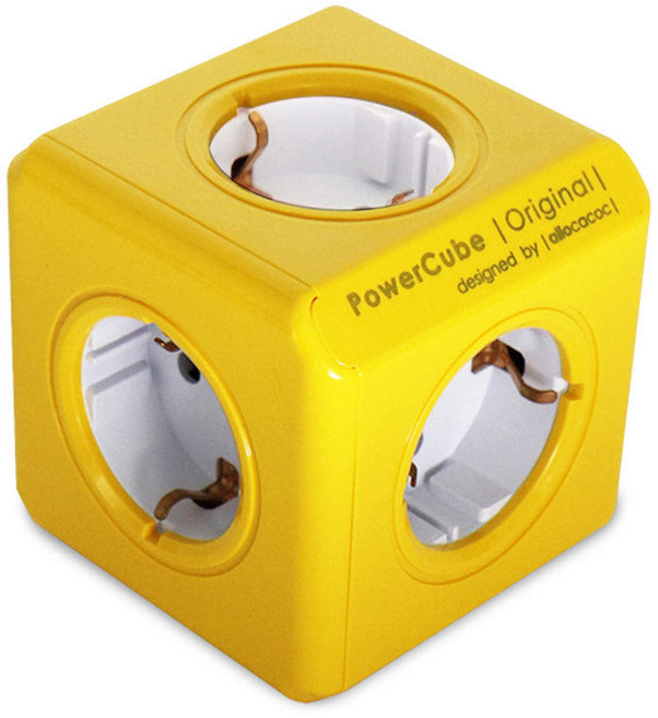 파워큐브V1 고용량 멀티탭 5구 오리지널 화이트 디자인 콘센트 인테리어 예쁜 멀티코드, 0.1mm, 옐로우(선없음), 1개