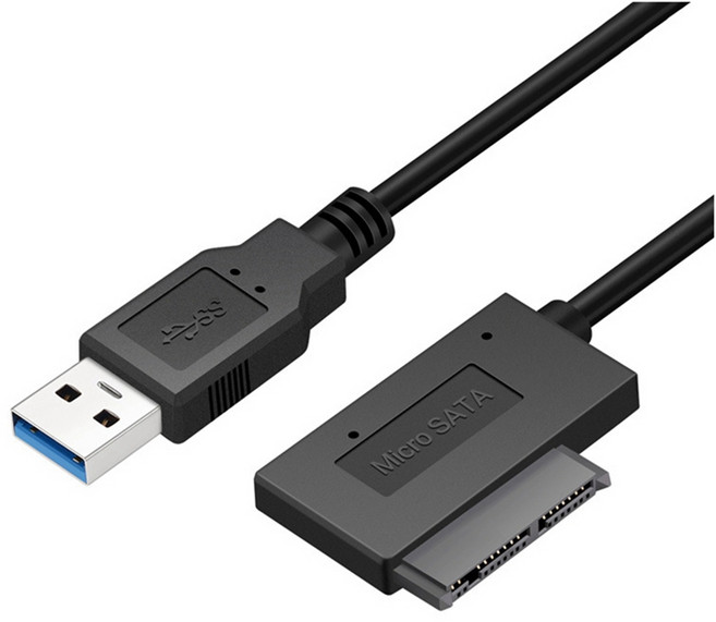 1.8 인치 HDD SSD 컨버터 코드 USB3.0 ~ 16PIN MSATA 7+9 핀 케이블 용 USB 3.0에서 마이크로 사이트 어댑터 케이블, Black, 01 Black