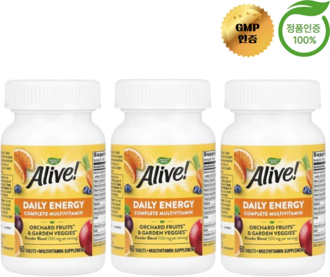 네이처스 웨이 얼라이브 3개X 데일리 에너지 종합비타민 및 종합 미네랄 60정, 3개 - 쿠팡