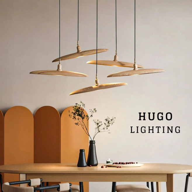 HUGO LIGHTING 原木單吊燈 北歐日式風格餐廳客廳臥室照明, 原木色 較淺木紋 可錄影(白蠟木),GU10 LED 白光 7W