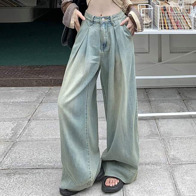 대박난박양 핀턱 트루 와이드 데님 팬츠(세일)