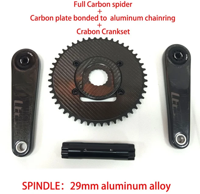 LEESE 150/155/160/165 로드/그라벨 크랭크 카본 암 경량 이스턴 스파이더 1X 체인용 스핀들 24/29MM, 01 172.5MM, 01 29mm Crankset