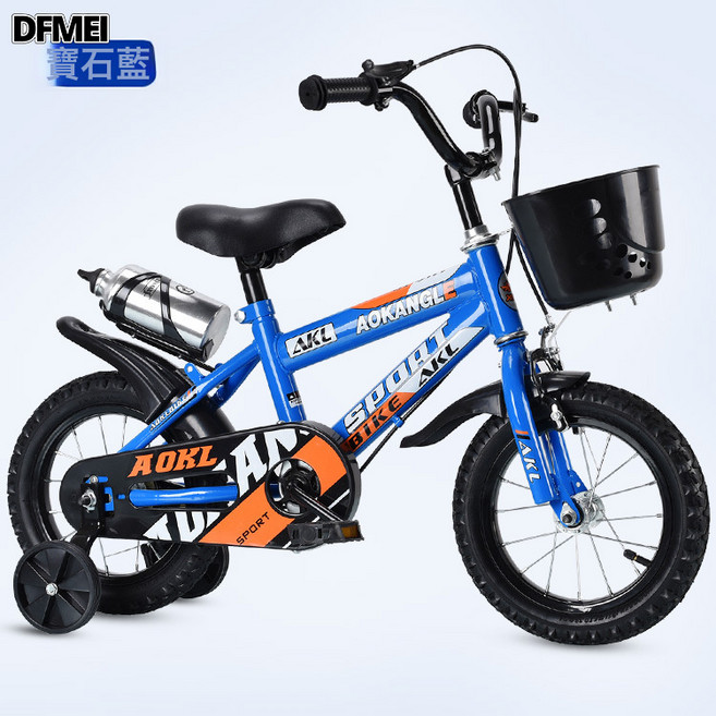 DFMEI 兒童自行車12/14/16寸童車奶粉禮品 小孩腳踏車兒童單車, 1個, 1cm, 藍色水壺款:14寸