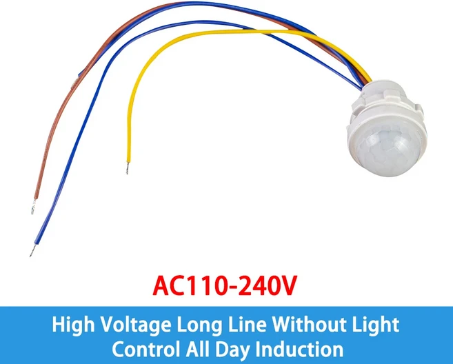 12PCS 자동 센서 빛 스위치 LED 110V 220V 인체 적외선 모션 Indction 켜짐 꺼짐 전등, 10 AC 110-240V E