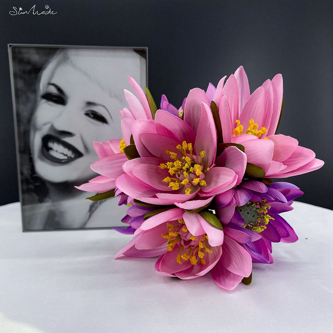 셀프웨딩SunMade 연꽃 부케 실크 인공 꽃 파티 웨딩 장식 플루 인공 블루 플로레 7 개/로트, 03 Pink Violet