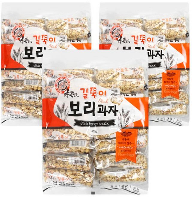 엉클팝 길쭉이보리과자 400g 3개