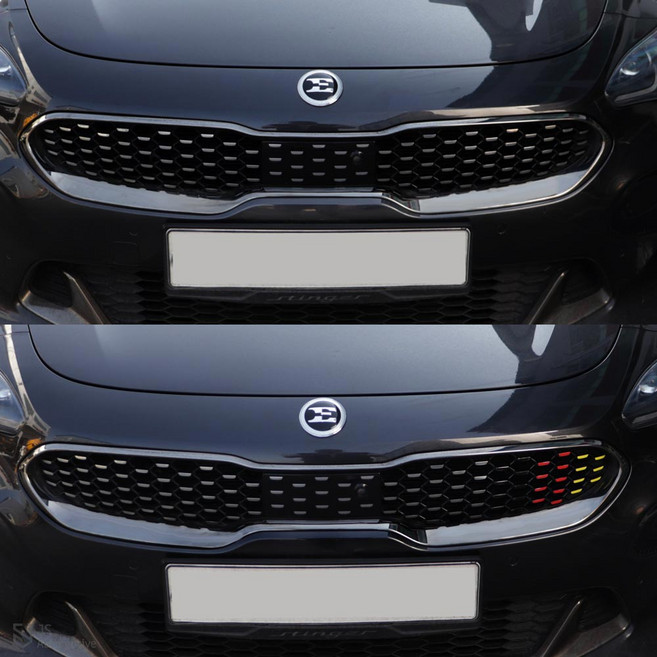 [비브랜드] 피그파인더 라지에이터 범퍼 그릴포인트 스티커 DIY 랩핑 인테리어 데칼 시트지 튜닝용품 스팅어 호환, 1개, D.프랑스(운전석라인_25P)