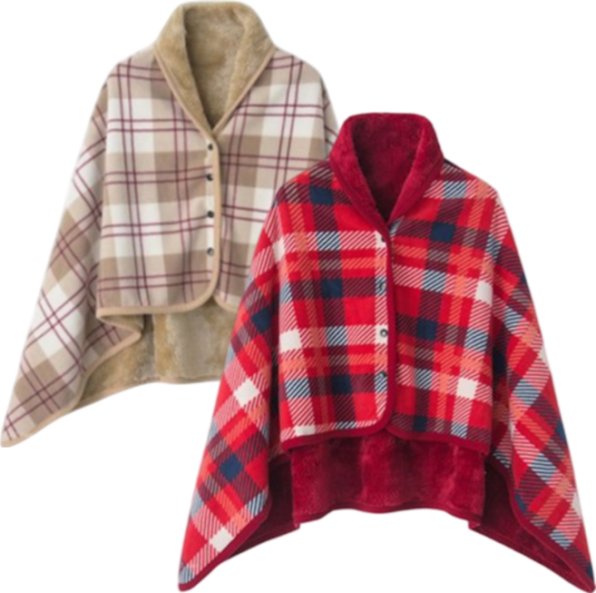 [1+1] 스마일리 겨울 똑딱이 극세사 무릎 담요 차량용 사무실 밍크 망토