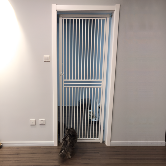 [비비펫] 2M 높은 고양이 안전문 양방향 펫도어 방묘문 베란다 울타리 양개형 캣도어, 1세트, 화이트