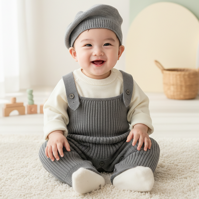 몽실이 데일리 니트 멜빵 우주복 봄 외출복 유아동 실내복