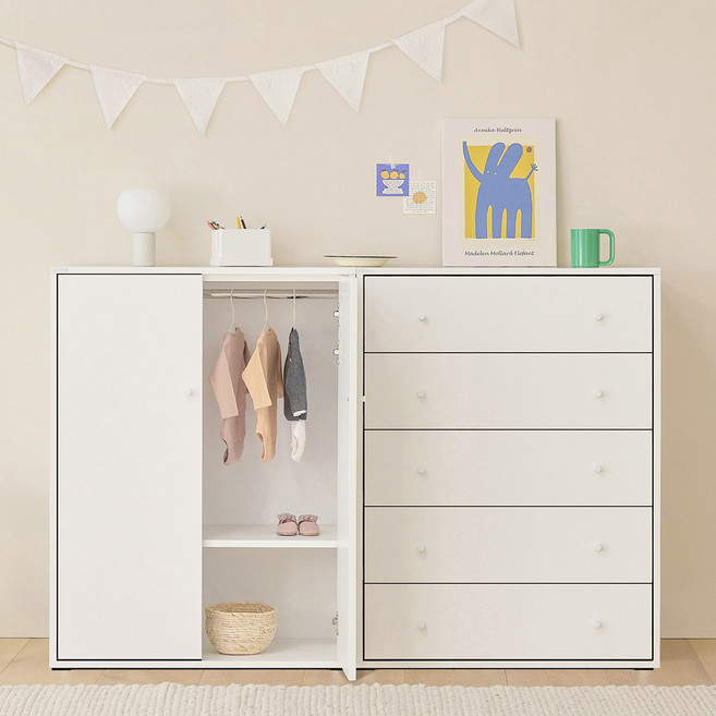 킨포 베이비장세트 화이트 일반형 아기옷장, 킨포베이비장세트화이트 일반형(다리없음)