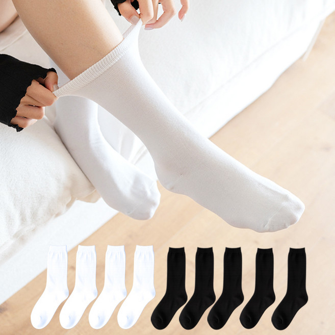 본베이직 여성 국산 무지 장목 긴목 양말