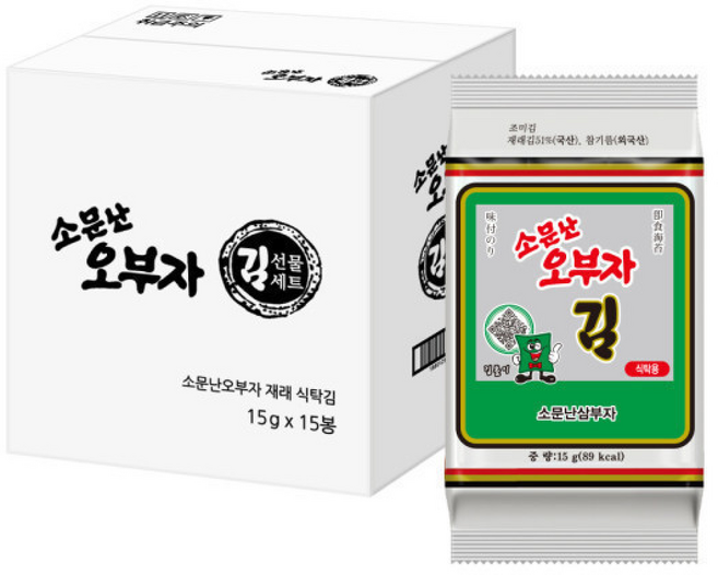 (신선집중) 소문난오부자 식탁김, 15개, 15g
