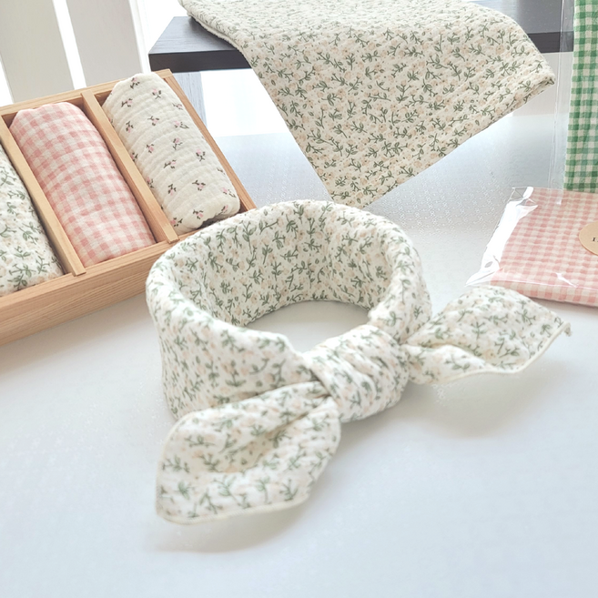 순면 와이드 거즈 목수건 넉넉한 길이로 목에 편안하게 두르는 땀 흡수 넥 스카프 산후 임신부