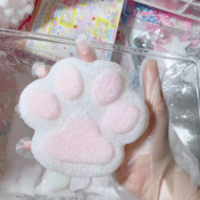 대형 고양이 발바닥 스퀴시 몰랑이 말랑이 주물럭 클레이 인싸젤리 촉감놀이 모찌, 와자작 고양이 발바닥 [설탕 파우더 스타일], 1개