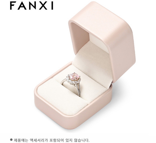 FANXI 보석 상자 보석 정리함 반지 귀걸이 목걸이 펜던트 팔찌 보관함 포장 상자 선물 케이스 결혼식용 벨벳/PU 가죽 둥근 모서리 보석 보관함 하얀색, 1개, H16101반지 케이스