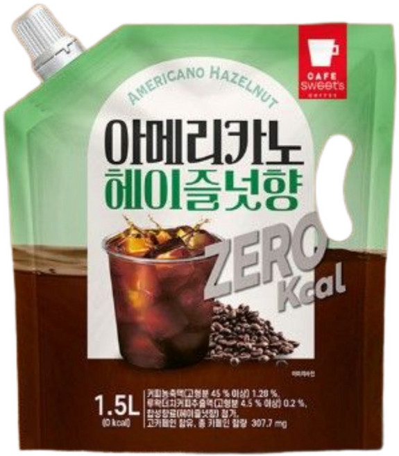 웰그린) 아이스 아메리카노 헤이즐넛 제로 1.5L(6입), 6개, 1.5L