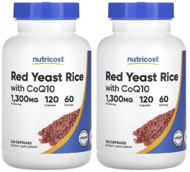 뉴트리코스트 코큐10 홍국 Nutricost CoQ10 Red Yeast Rice 1300mg 120정 2개 - 쿠팡