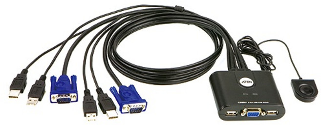 ATEN CS22U 2포트 USB VGA 케이블 KVM 스위치 with 원격 포트 선택기