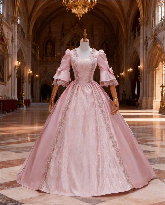 중세드레스 공연의상 원피스 무대의상 코르셋 유럽빈티지, 라이트핑크 17