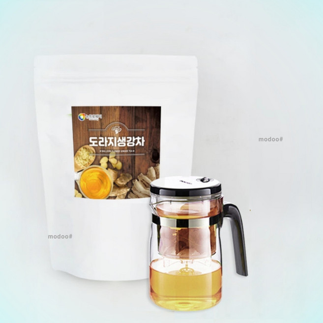 도라지 생강차 100티백 티포트 500ml 세트 국내산 전통 건강차, 100개, 1개