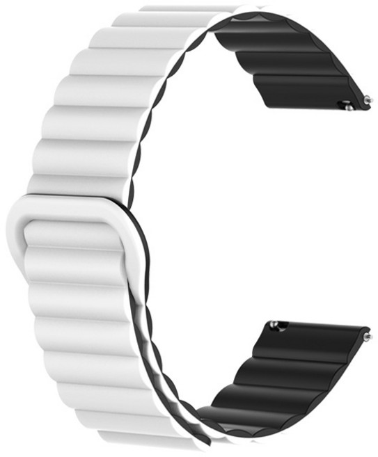 갤럭시워치 어메이즈핏 빕 GTS GTR 액티브 호환 20mm표준 실리콘 마그네틱 엠보싱 스트랩, 화이트(블랙), 1개