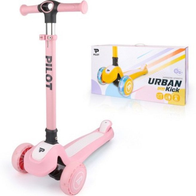 바니랜드 어린이용 어반 Kick 킥보드 2023년, 베이비핑크, 1개