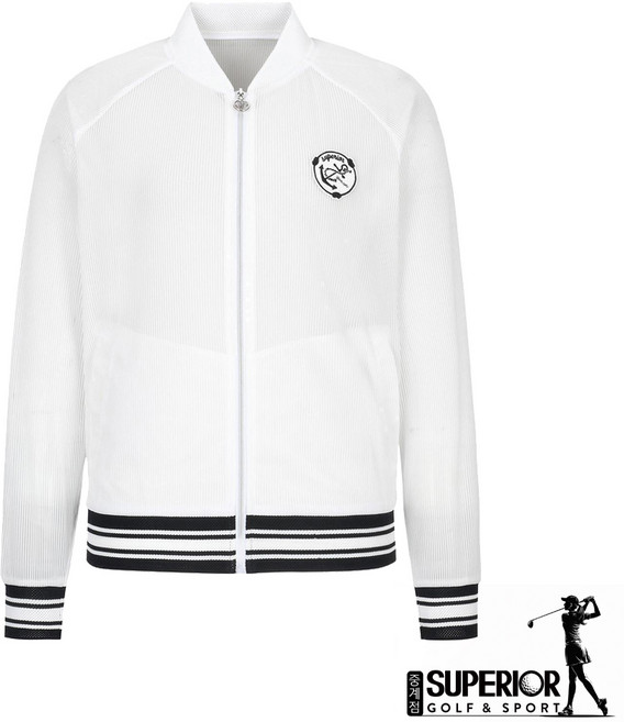 골프웨어 [슈페리어 중계점] *2024년 여름특가BIGSALE* 여성 블루종 메쉬 점퍼 (화이트) 깔끔한 컬러와 밑단 배색 포인트 저지 메쉬 소재로 활용도 높은 베스트 아이템