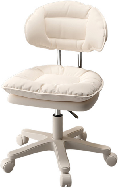 雲朵椅 旋轉書桌椅 梳妝椅 美容美甲椅, 米白色【可升降+雙層靠坐+靜音輪】, 1個