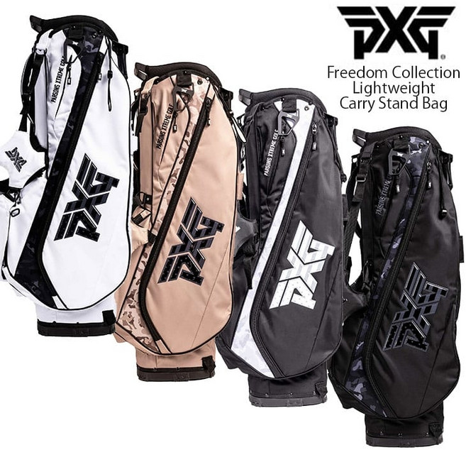 PXG 프리덤 컬렉션 라이트 웨이트 캐리 스탠드 백 B-SG-003-23-FCSS 4분할, 블랙 화이트